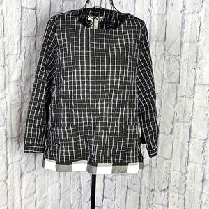 MOONLIGHT Black and White‎ Plaid and Crinkle Blouse Large